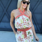 illa illa Sets Vacation Halter Top And Skirt Set In Cream Multi