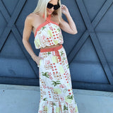 illa illa Sets Vacation Halter Top And Skirt Set In Cream Multi