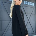 Textured Knit Front-Tie Top-Black - Infinity Raine