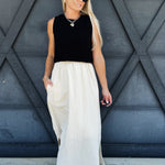Chunky Twofer Sweater Midi Dress In Black - Infinity Raine