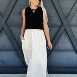 Chunky Twofer Sweater Midi Dress In Black - Infinity Raine