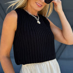 Chunky Twofer Sweater Midi Dress In Black - Infinity Raine