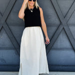 Chunky Twofer Sweater Midi Dress In Black - Infinity Raine