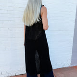 in february Outerwear - Cardigans Sleeveless Midi Cardigan In Black