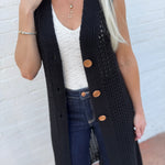 in february Outerwear - Cardigans Sleeveless Midi Cardigan In Black
