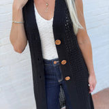 in february Outerwear - Cardigans Sleeveless Midi Cardigan In Black
