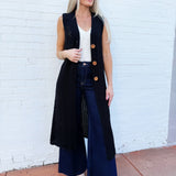 in february Outerwear - Cardigans Sleeveless Midi Cardigan In Black
