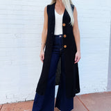 in february Outerwear - Cardigans Sleeveless Midi Cardigan In Black