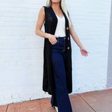 in february Outerwear - Cardigans Sleeveless Midi Cardigan In Black