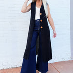 in february Outerwear - Cardigans Sleeveless Midi Cardigan In Black