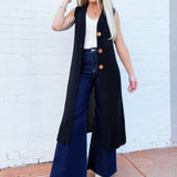 in february Outerwear - Cardigans Sleeveless Midi Cardigan In Black