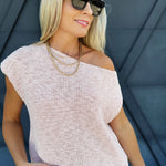 Slub Textured One Shoulder Top In Blush - Infinity Raine