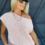 Slub Textured One Shoulder Top In Blush - Infinity Raine