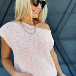 Slub Textured One Shoulder Top In Blush - Infinity Raine