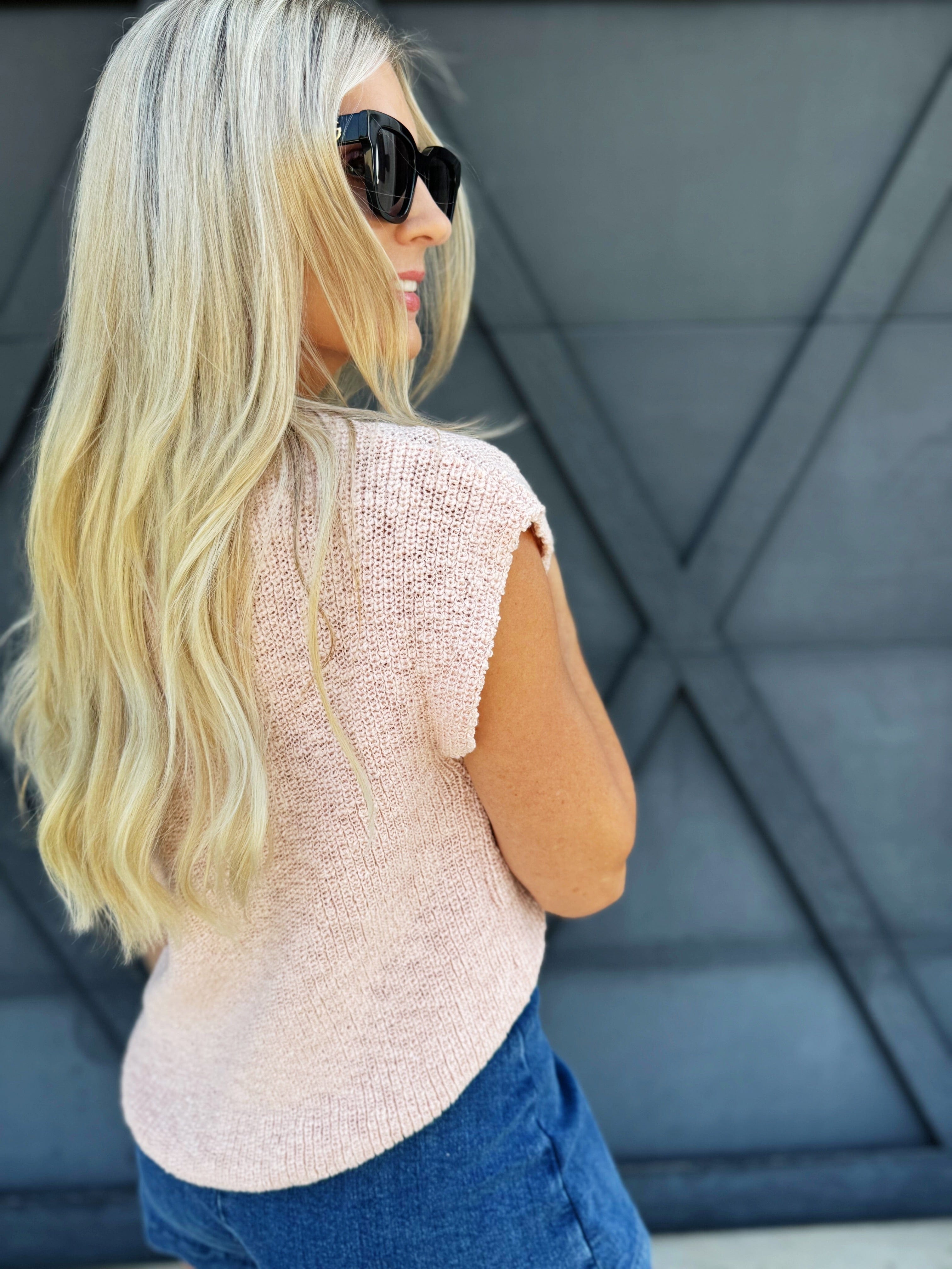 Slub Textured One Shoulder Top In Blush - Infinity Raine