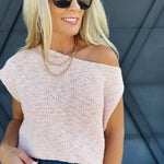 Slub Textured One Shoulder Top In Blush - Infinity Raine