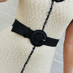 Infinity Raine Accessories - Belts Woven Stretch Beaded Round Buckle Boho Belt