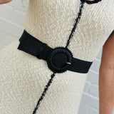 Infinity Raine Accessories - Belts Woven Stretch Beaded Round Buckle Boho Belt