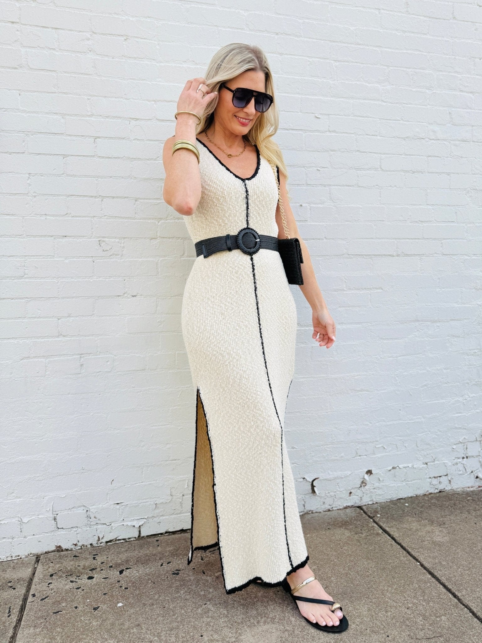 Infinity Raine Accessories - Belts Woven Stretch Beaded Round Buckle Boho Belt