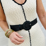 Infinity Raine Accessories - Belts Woven Stretch Beaded Round Buckle Boho Belt