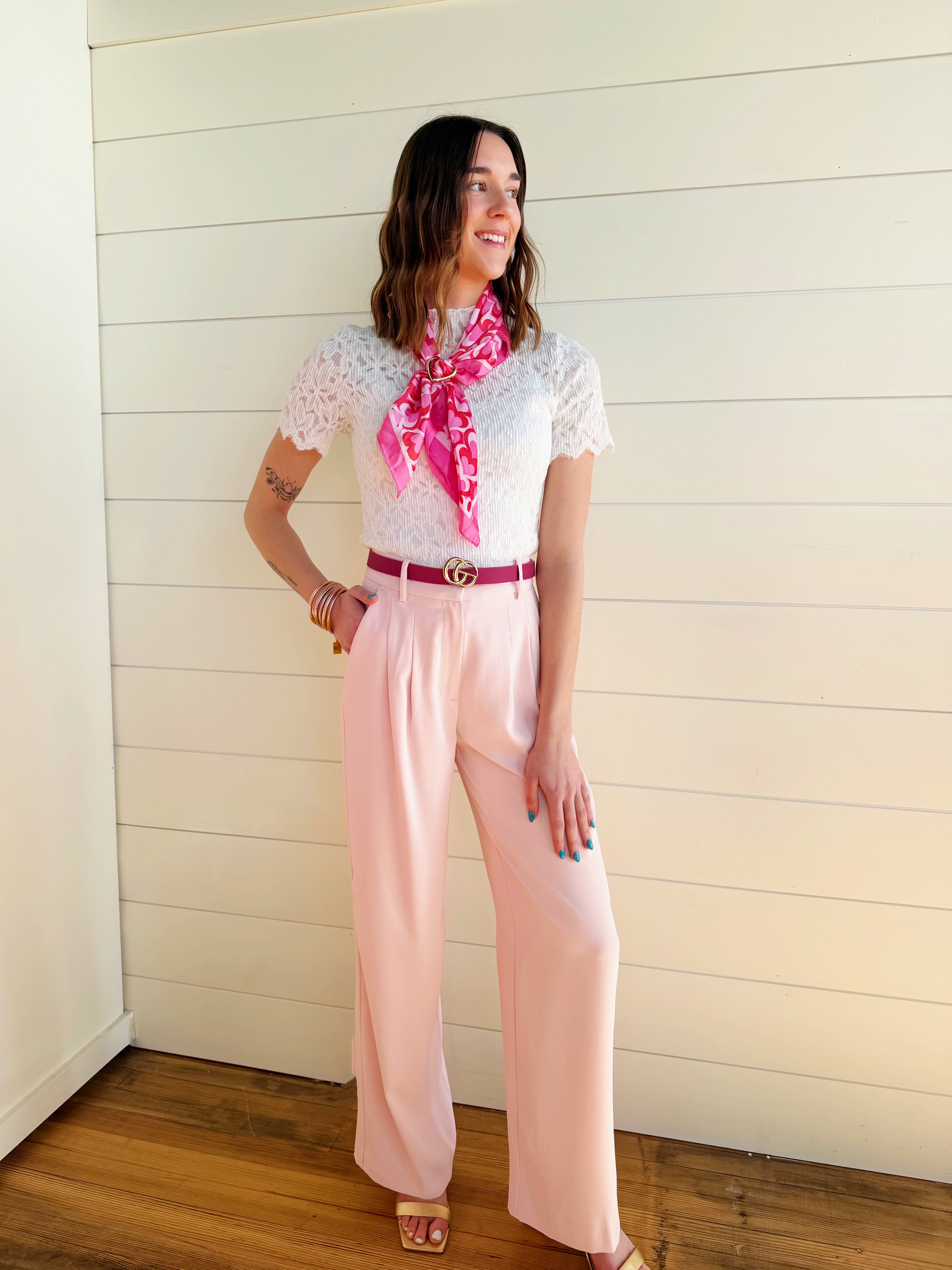 Floral Lace Short Sleeve Layering Top In White - Infinity Raine