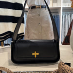 Shoulder Bag with Gold Bar Detail In Black - Infinity Raine