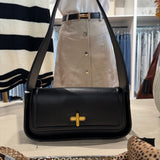 Shoulder Bag with Gold Bar Detail In Black - Infinity Raine