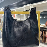 Faux Leather Shoulder Bag In Black - Infinity Raine