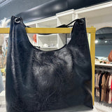 Faux Leather Shoulder Bag In Black - Infinity Raine