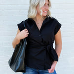 Faux Leather Shoulder Bag In Black - Infinity Raine