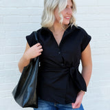 Faux Leather Shoulder Bag In Black - Infinity Raine