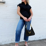Faux Leather Weave Trim Bag In Black - Infinity Raine