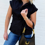 Faux Leather Weave Trim Bag In Black - Infinity Raine