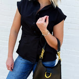 Faux Leather Weave Trim Bag In Black - Infinity Raine