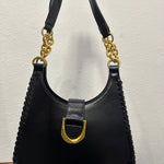Faux Leather Weave Trim Bag In Black - Infinity Raine