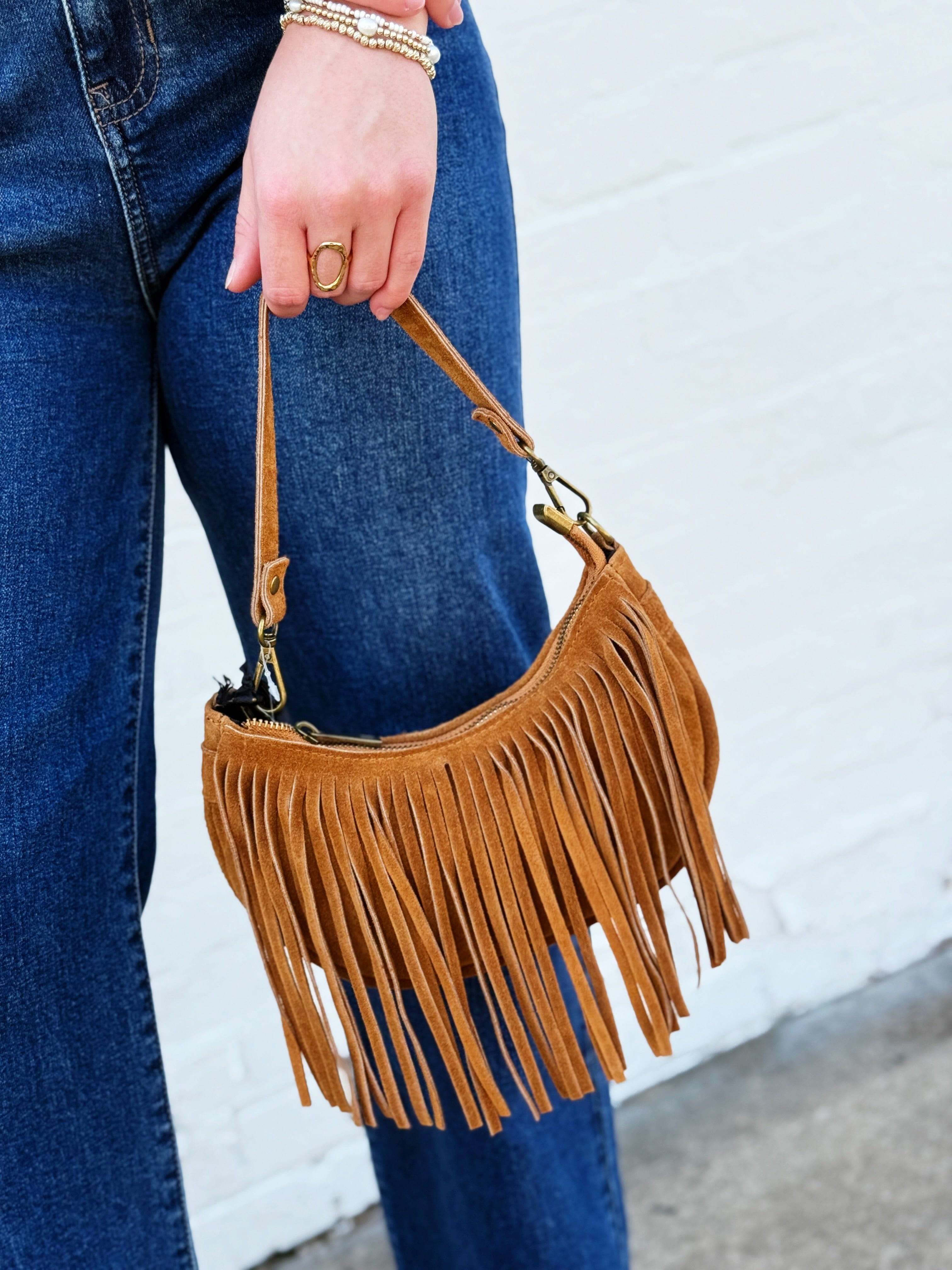 Fringe Purse In Brown Leather - Infinity Raine