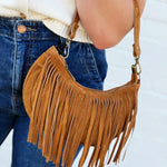 Fringe Purse In Brown Leather - Infinity Raine