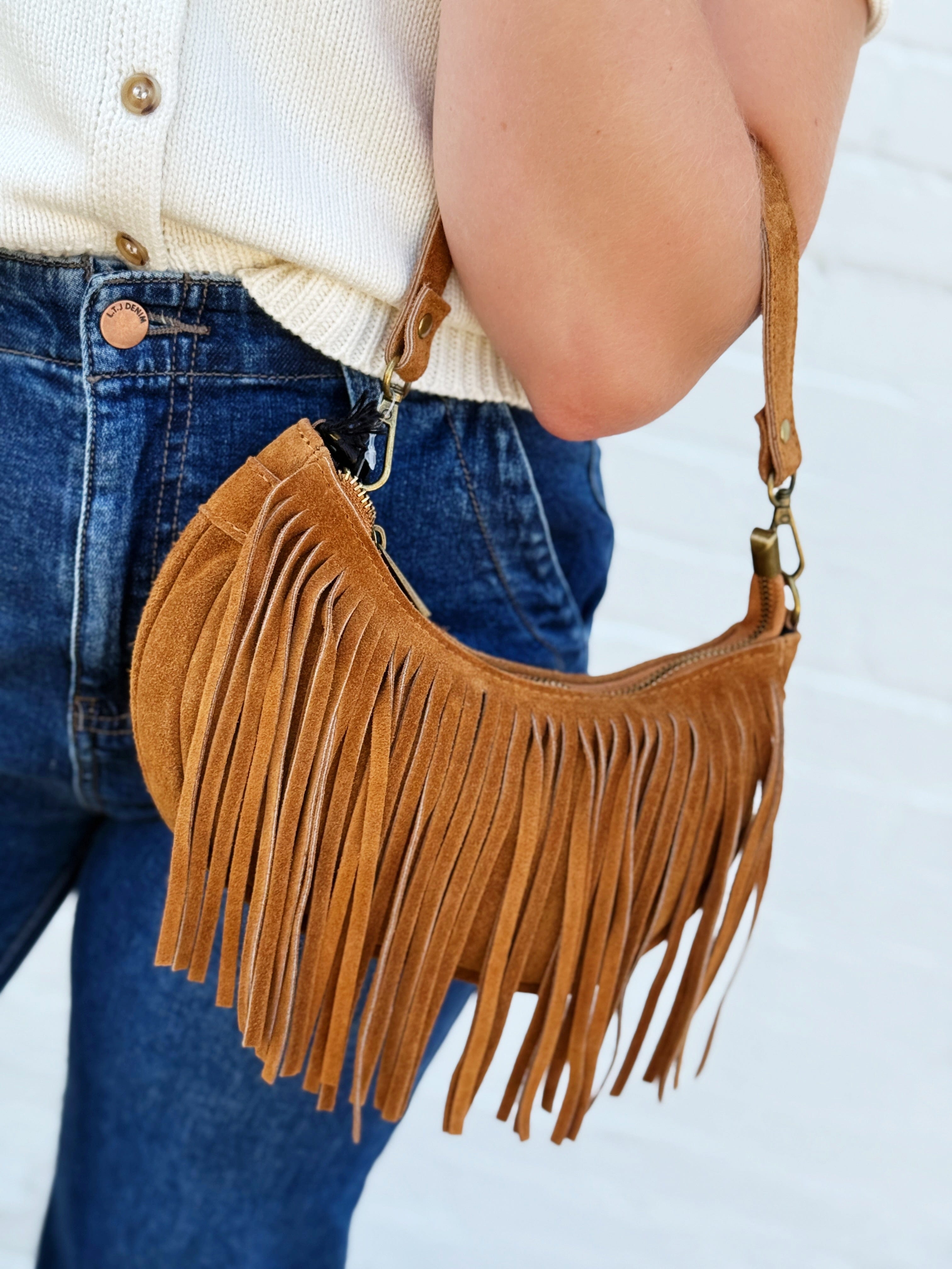 Fringe Purse In Brown Leather - Infinity Raine