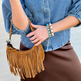 Infinity Raine Bags - Purses & Handbags Fringe Purse In Brown Leather 10894326