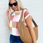 Genuine Suede Studded Saddle Bag - Infinity Raine