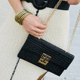 Infinity Raine Bags - Purses & Handbags Straw Woven Boho Clutch Purse In Black 92085494