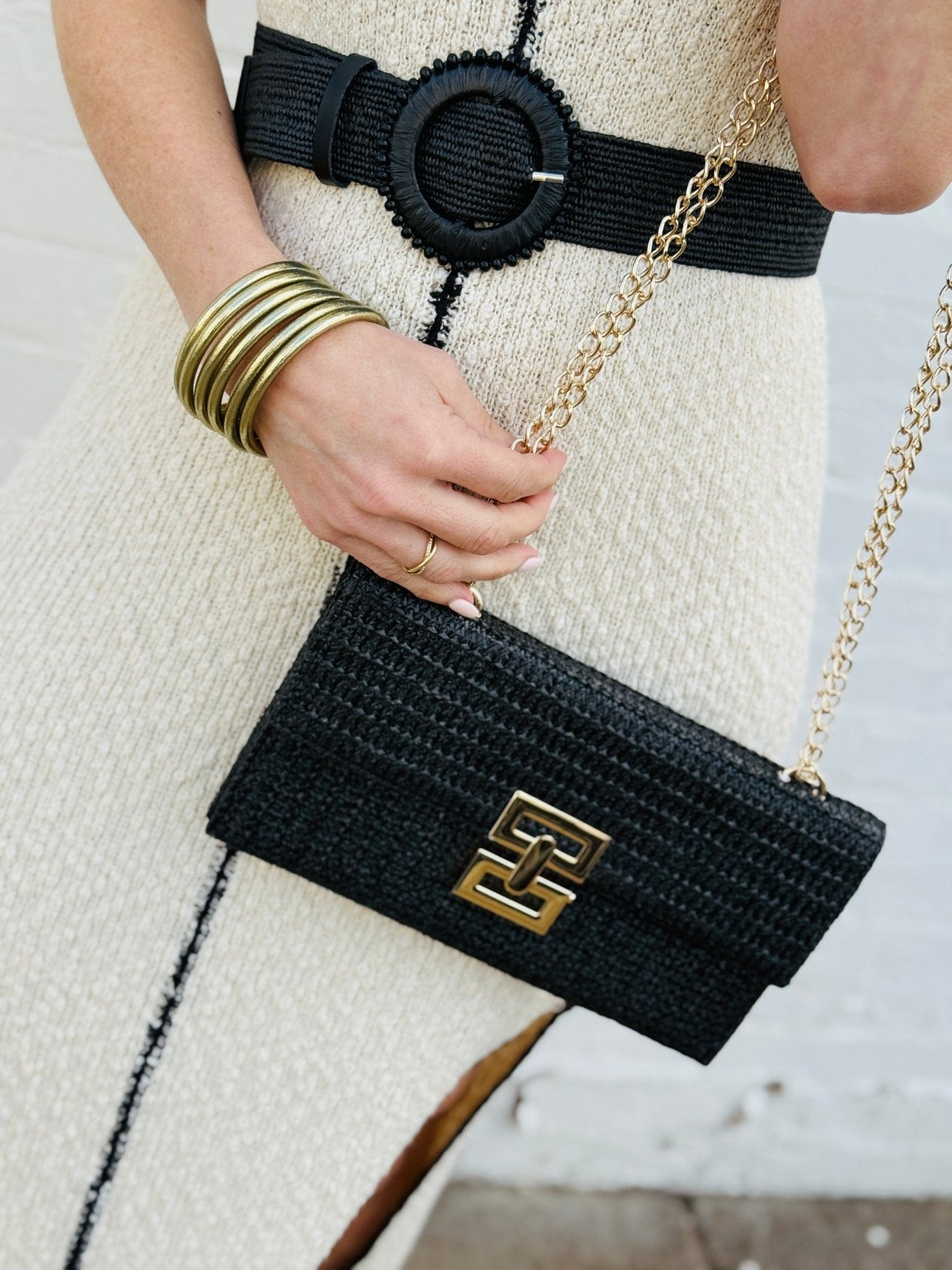 Infinity Raine Bags - Purses & Handbags Straw Woven Boho Clutch Purse In Black 92085494