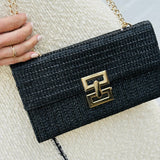 Infinity Raine Bags - Purses & Handbags Straw Woven Boho Clutch Purse In Black 92085494