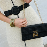 Infinity Raine Bags - Purses & Handbags Straw Woven Boho Clutch Purse In Black 92085494