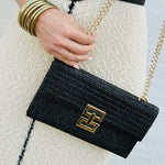 Infinity Raine Bags - Purses & Handbags Straw Woven Boho Clutch Purse In Black 92085494