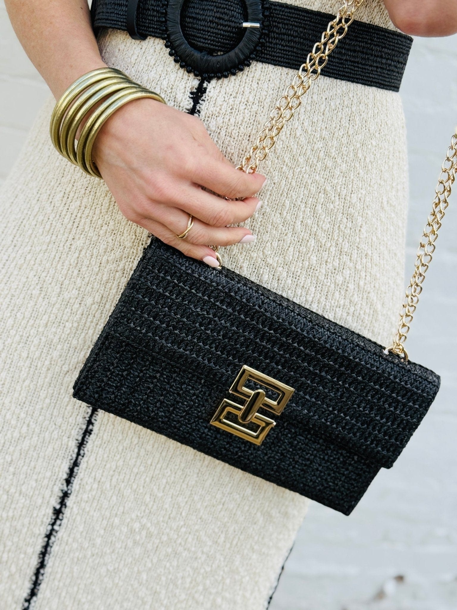 Infinity Raine Bags - Purses & Handbags Straw Woven Boho Clutch Purse In Black 92085494