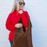 INFINITY RAINE Bags - Purses & Handbags Suede Slouchy Hobo Bag In Brown 26790134