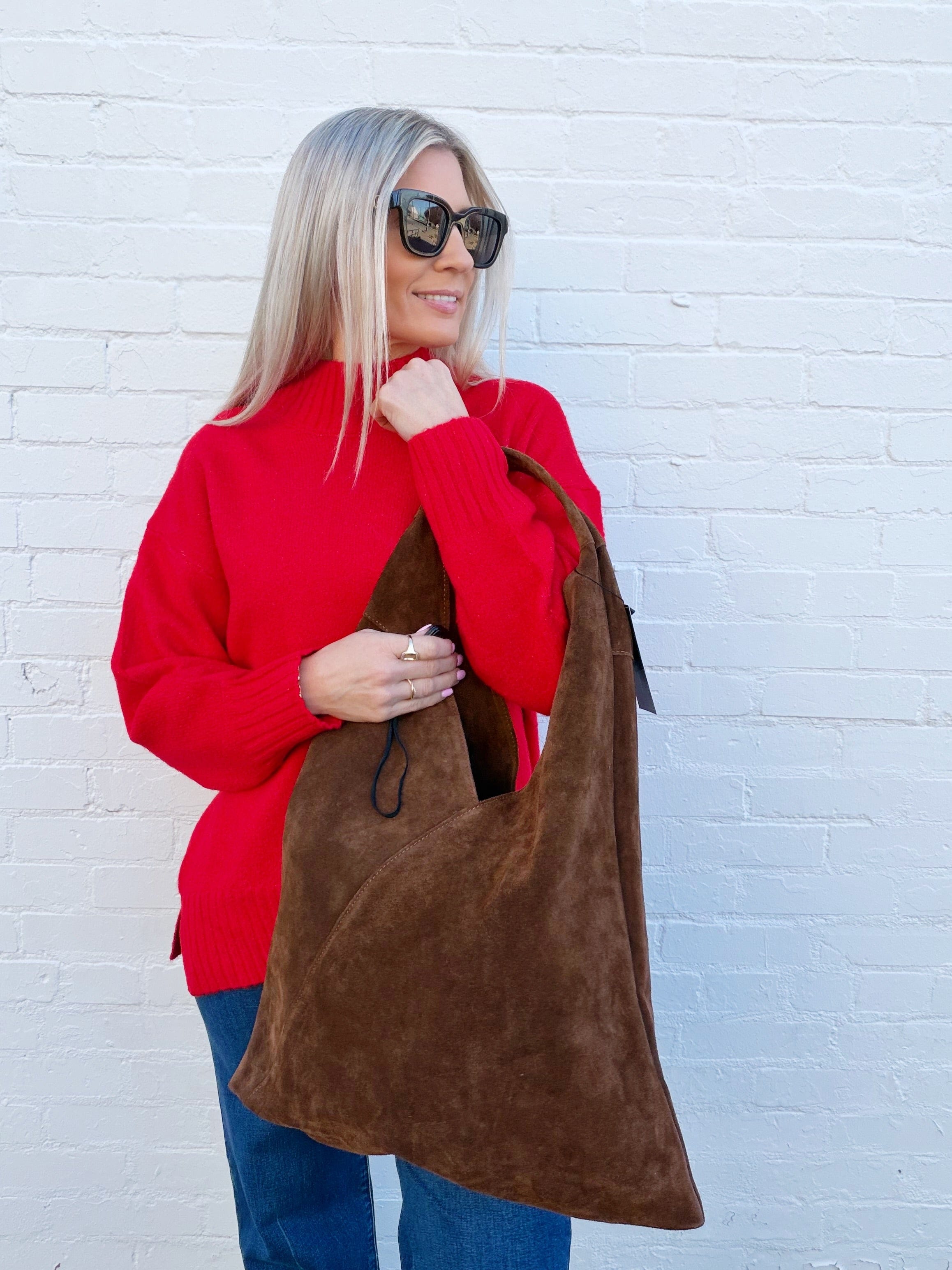 INFINITY RAINE Bags - Purses & Handbags Suede Slouchy Hobo Bag In Brown 26790134