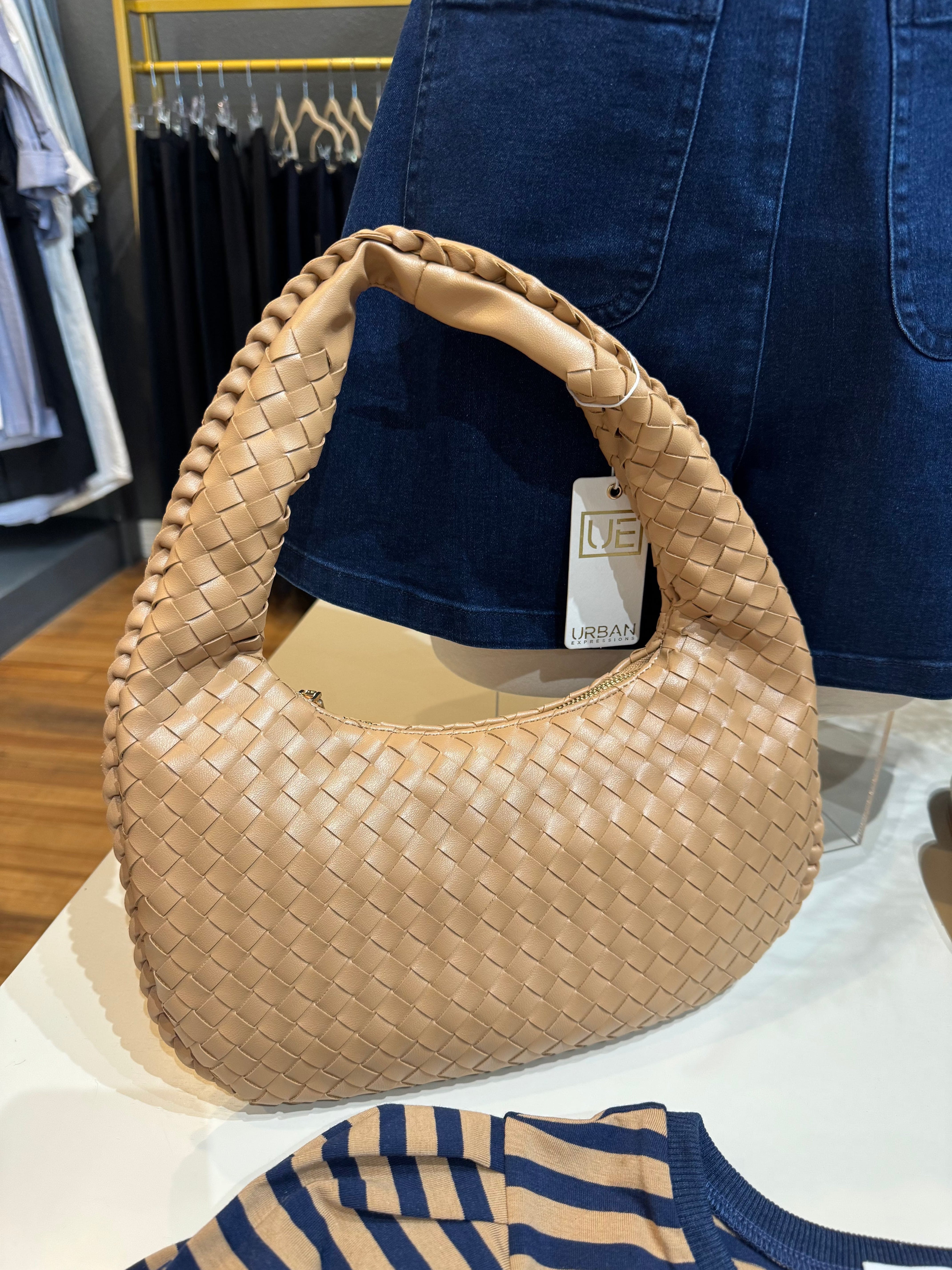 Woven Shoulder Bag in Nude - Infinity Raine