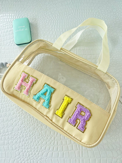 Clear Zipper Cosmetic Bag-Cream/Hair - Infinity Raine
